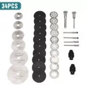 34PCS Circular Saw Blade Resin HSS Cut-Off Wheel Diamond Metal Cutting Blade