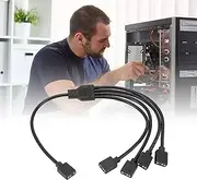 1 to 4 ARGB Splitter Cable Compatible with 5V 3 Pin Motherboard, 5V 3 Pin RGB Splitter Extension Cable for Computer Chassis CPU Cooler and 5V ARGB Fans (Black)