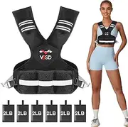 VBSD Adjustable Weighted Vest for Men Women, 4-10lb/11-20lb/20-32lb Vest with 6 Ironsand Weights, Body Weight Vest with Reflective Strip for Running, Walking, Strength Training, Workouts