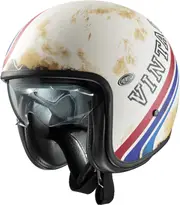 Premier Vintage BTR, open face helmet , color: Matt White/Red/Blue , size: L