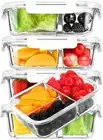 [5-Pack,36 oz] Glass Meal Prep Containers 3 Compartment with Lids, Glass Lunc...