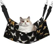 EdWal Gold White Butterflies Black print Soft Sleeping Hammock Cat Hammock for Cage Hanging,Pet Hammock Bed Adjustable for Small Animals