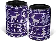 AFL Christmas Stubby Cooler - Fremantle Dockers - Rubber Base - Xmas