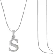 [DENMOUS] Alphabet Silver Chain Pendant (92.5% purity) for kids upto 4 years by (Snake Chain: 12 Inches)-kdpss12-s-8041-1, Small, Gemstone