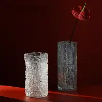 在飛比找樂天市場購物網優惠-冰裂紋玻璃直筒花瓶