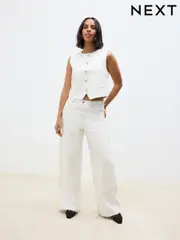 Ecru Carpenter Wide Leg 100% Cotton Jeans (AF6108) | $71