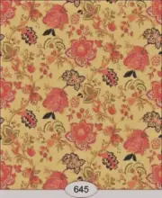 Dollhouse Wallpaper - Jacobean Spring Red, Orange, Black on Gold, Itsy Bitsy 645