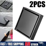 2X Tile Insert Smart Floor Grate Waste Drain Black Shower Bathroom 100mm AUS