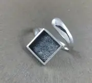 Sterling Silver Ring Blank 10mm Square Bezel Cabochon Setting Adjustable Finding