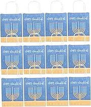 WHAMVOX 9-candlestick Pattern Hanukkah Tote Bag Stylish and Practical Paper Bag for Special Occasions