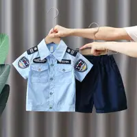 在飛比找ETMall東森購物網優惠-兒童演出服表演服裝警服警官服角色cos扮演警察服公安夏裝薄夏