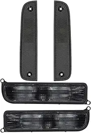 Car Lamp Hoods Signal Light Fit For Jeep XJ Turn Signal Corner Side Marker Lamps Left Right Side Corner Bumper Lights Car Front Headlight Cover(Smoke)