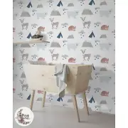 Forest Animals removable wallpaper self-adhesive Fox wall mural Bear decor