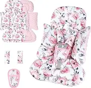 SWESEN Infant Car Seat Insert with 3 Strap Covers Set, Reversible Newborn Baby Car Seat Head Body Support for Girl, Soft 3 in 1 Baby Car Seat Cushion for Strollers, Bouncers, Swing, Floral