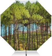[RPLIFE] Umbrellas for Rain, Collapsible Umbrella Windproof, Ideal for Car, Purse, Men and Women, Pine Trees