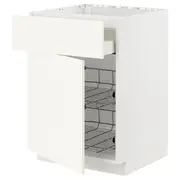 METOD / MAXIMERA base cab f hob/drawer/2 wire bskts, white/Vallstena white, 60x60x80 cm