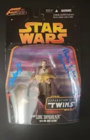 Aidan Barton Autographed Baby Luke Skywalker Figure BECKETT HOLO STAR WARS
