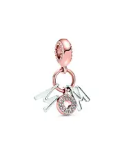 Pandora Moments 14K Rose Gold Plated & Silver CZ Mum Dangle Charm