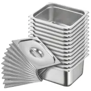 SOGA 12X Full Size 1/2 GN Pan 15cm Deep Stainless Steel Gastronorm Tray W/ Lid