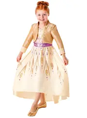 Frozen 2 Prologue Girls Deluxe Gold Anna Costume