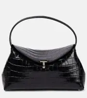 [Toteme] Toteme T-Lock croc-effect leather clutch One Size black