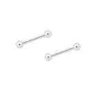 14k Solid White Gold 14G Straight Barbells Nipple Rings Tongue Piercing Jewelry