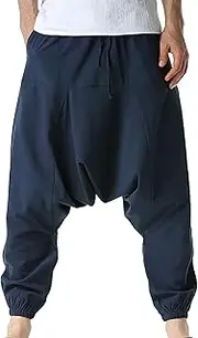 [Generic] Men's Vintage Hippie Drop Crotch Trousers Hip Hop Baggy Yoga Jogger Pants Elastic Waist Harem Pants