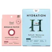 Rael Hydration Sheet Mask 1 Pack & Acne Pimple Patch 48 Count