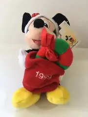 Walt Disney World Mickey Mouse 8” Bean Bag Plush Ltd Ed. Holiday 1999 NWT Vtg