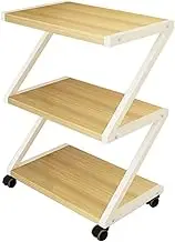 Printer Stand,Home Office Organizer with Wheels,3 Layers Under Desk Fax Machine Stand,Wooden Partition Storage Shelves for Home Office(White,50x32x73cm)