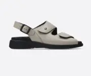 Wolky Women's Nimes Linen Dual Hook and Loop Ankle Strap Sandals, Size EU 41