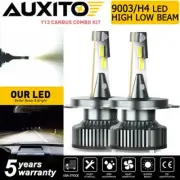 H4 9003 LED Headlight Bulbs Kit Bright White High Low Beam Dual No Hyper Flash (for: Smart)