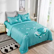 Butterfly Green Quilt/Doona/Duvet Cover Set - Super King Size