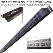 ASIC Crypto Mining PDU 415V 3 Phase (LLLNG) 1 C13 24 C19 Output 240V 125A 90kW