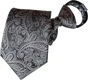 [Lovacely] Zipper Ties for Men, 3.15 Inch Classic Woven Silk Zip Necktie Pre-tied Paisley Various Designs Zipper Neck Tie