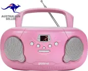 GVPS733/PK Portable CD Player Boombox with AM/FM Radio, 3.5Mm