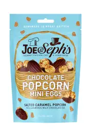 Joe & Seph's Easter Chocolate Popcorn Mini Eggs 60g, Air-popped Salted Caramel Popcorn, Silky Milk Chocolate egg 60g