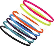 [Domicubes] 8 Pieces Sports Headband, Hair Band Boys Non-Slip Headbands Elastic Sports Hair Bands Thin Headband Non-Slip for Men Women Girls Football Running Fitness Jogging Yoga