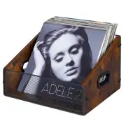 Vinyl Record Storage Holder, Trapezoidal LP Vinyl Record Crate with Handle, W...