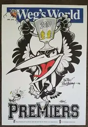 COLLINGWOOD 2010 PREMIERSHIP WIN WEG'S WORLD POSTERS PERSONALLY SIGNED BY HARV