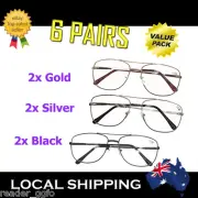6x Australian Standard Reading Glasses Gold Silver Black 1.0 1.5 2.0 3.0 3.5 4.0