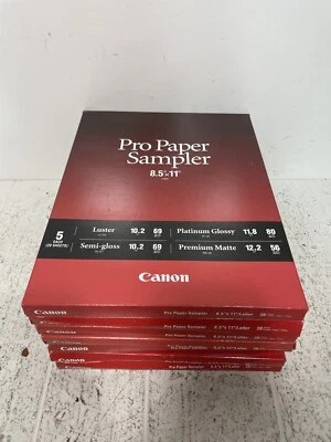 Lot Of 7 Canon Pro Paper Sampler 20 Sheets 8.5x11 Glossy Matte Luster Satin
