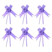 100Pcs 10" Pull Bows Ribbon Gift Wrapping String Rose Pattern Bow Tie Purple