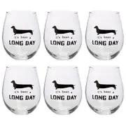 6PK Tallulah Stemless Wine Glass Tumbler Party Drinkware Dachshund Clear