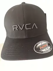 RVCA FLEXFIT CAP HAT dark grey NEW MENS UNISEX Logo S/M, L/XL, SURF SKATE GOLF