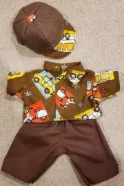 16" Boy's Cabbage Patch Doll Outfit Top Shirt Pants Hat / Cap Set Cars Vehicles