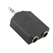 3.5mm Stereo Male Jack to 2x 6.35mm 1/4 inch Stereo Female Y split Adaptor Plug