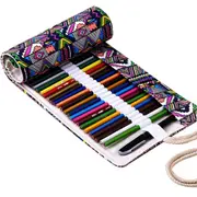 Pencil Case Canvas Wrap Roll Storage Bag Pen Holder Pouch