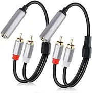 Togconn 6.35mm to 2RCA Audio Cable(2 Pack),6.35mm 1/4 inch Female TRS to Stereo Dual RCA Male Y Splitter Audio Adapter Cable Gold Plated Plug (10 Inch/25CM)