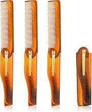 AOZUO 4pcs Folding Mustache Comb, Portable Beard Comb Pocket Fine Tooth Comb Mini Switchblade Comb Hair Comb Straightener for Men Moustaches and Short Beards Hair Care Styling